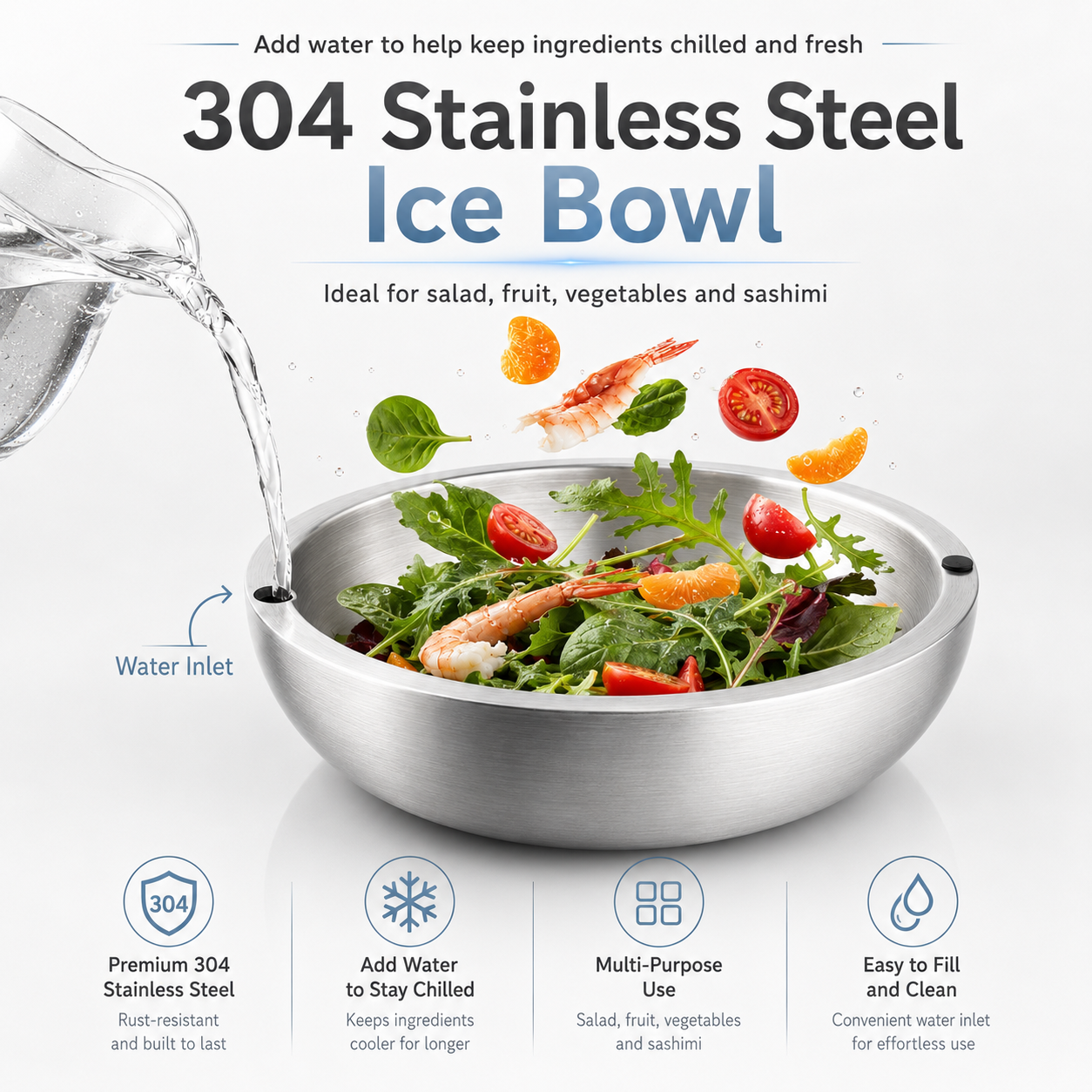Double-Wall Stainless Steel Serving Bowl