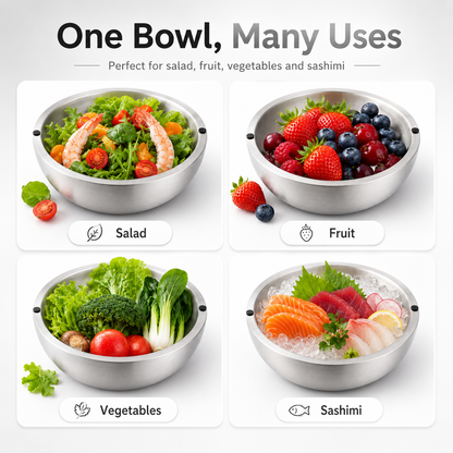 Double-Wall Stainless Steel Serving Bowl